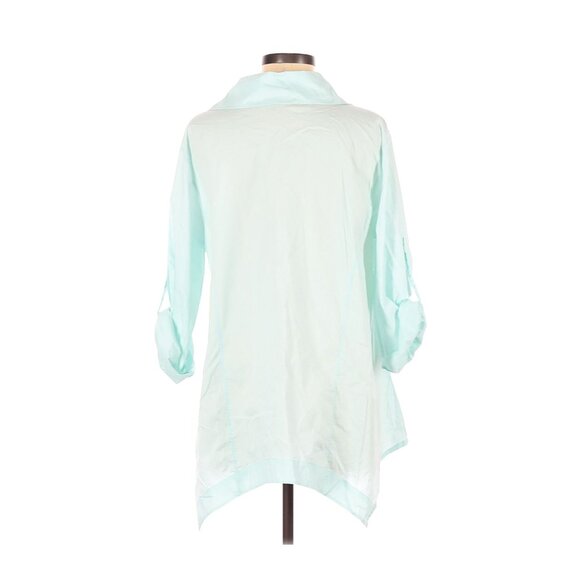 Inae Collection Mint Green Button-Down Asymmetrical Hem Shirt Womens S Cotton/Ny - Picture 3 of 6